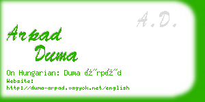 arpad duma business card